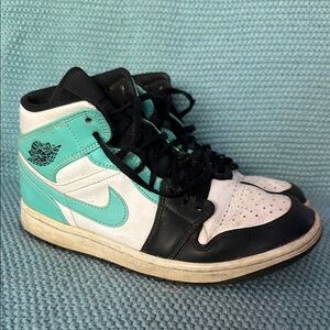 Nike Air Jordan Teal and Black High-Top Sneakers